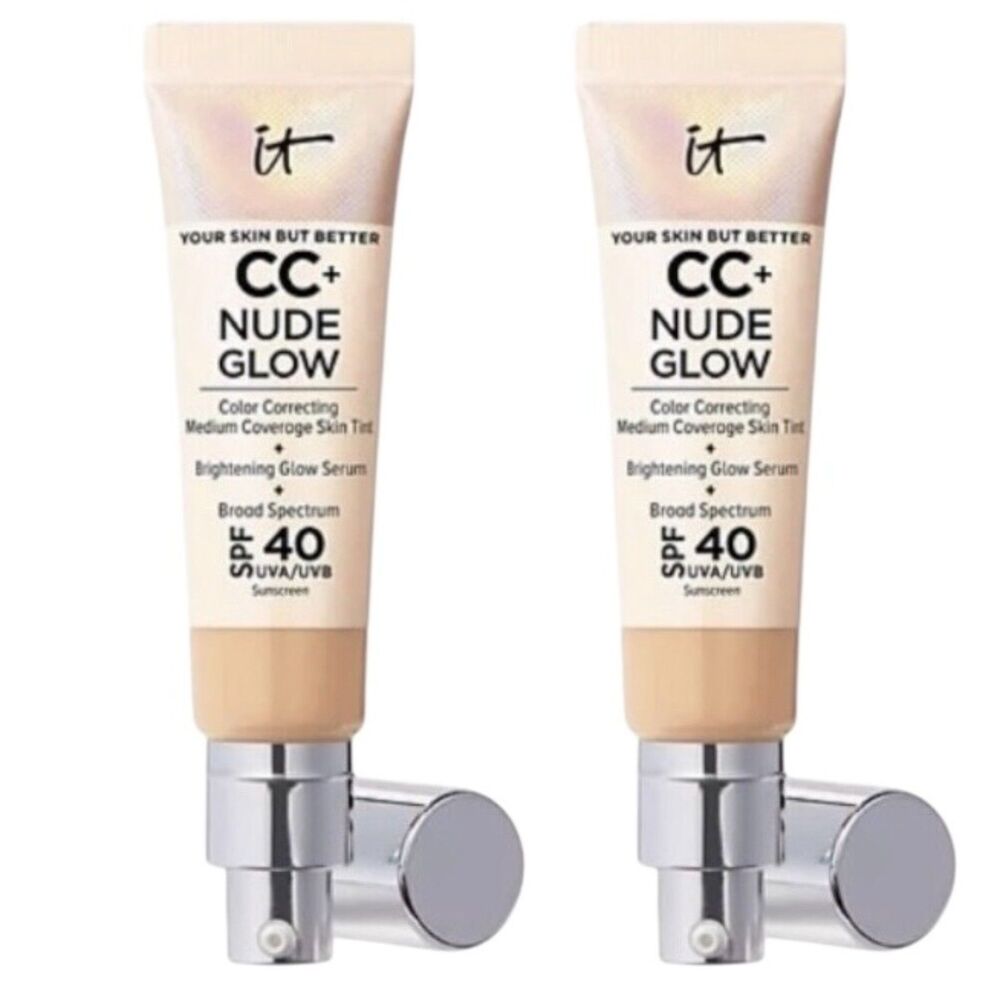 2X It Cosmetics CC+ Nude Glow Color Correcting Skin Tint SPF40 MEDIUM 1.08 fl oz